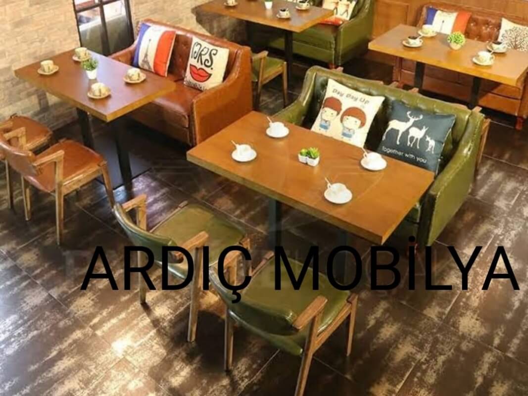 Modern cafe için renkli sedir masa sandalye kombinasyon takımı toptan imalat