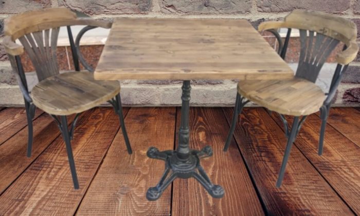 Retro cafe için vintage döküm ayaklı bistro masa sandalye takımı toptan imalat
