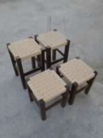 Çay Ocağı için Ahşap Sabit Ayak Masa ve Hasırlı Tabure Seti - Görsel 2