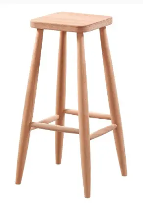 Kare ahşap bar taburesi mutfak cafe ve bar kullanımı için doğal ahşap model